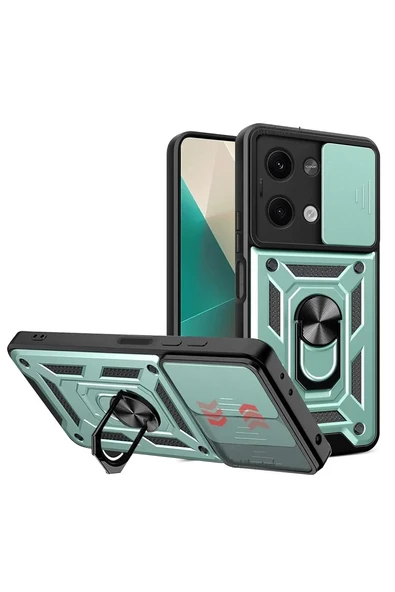 Newface Xiaomi Poco X6 Kılıf Pars Lens Yüzüklü Silikon - Yeşil ürün görseli 1