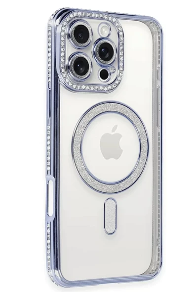 Newface Apple iPhone 16 Pro Kılıf Joke Simli Magneticsafe Kılıf - Mavi ürün görseli 1