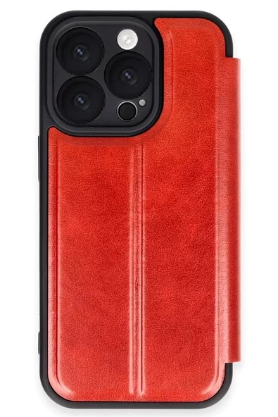 Newface Apple iPhone 16 Pro Kılıf Flip Cover - Kırmızı ürün görseli 1
