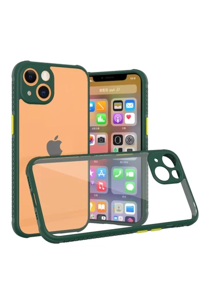Newface Apple iPhone 13 Mini Kılıf Miami Şeffaf Silikon - Koyu Yeşil ürün görseli 1