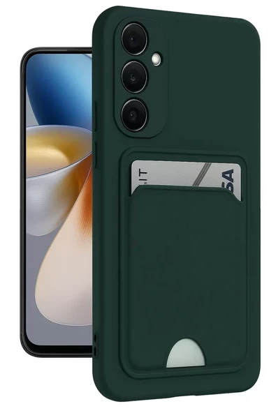 Newface Samsung Galaxy A55 5G Kılıf Kelvin Kartvizitli Silikon - Koyu Yeşil ürün görseli 1