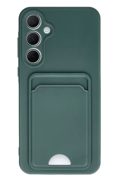 Newface Samsung Galaxy A35 5G Kılıf Kelvin Kartvizitli Silikon - Koyu Yeşil ürün görseli 1