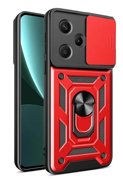Newface Xiaomi Redmi Note 13 Pro Plus Kılıf Pars Lens Yüzüklü Silikon - Kırmızı ürün görseli 1
