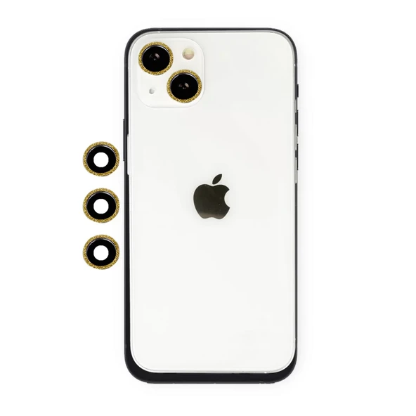 Newface Apple iPhone 14 Shine Kamera Lens - Gold - Resim 3