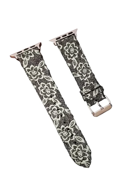Newface Apple Watch 42mm Creeper Desenli Kordon - Siyah ürün görseli 1