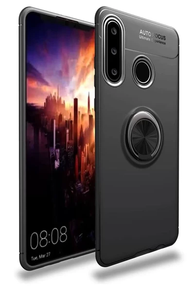 Newface Huawei Y6P Kılıf Range Yüzüklü Silikon - Siyah ürün görseli 1