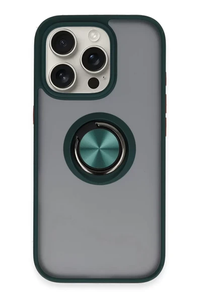 Newface Apple iPhone 16 Pro Max Kılıf Montreal Yüzüklü Silikon Kapak - Yeşil ürün görseli 1