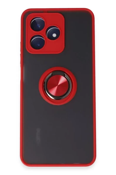 Newface Realme C53 Kılıf Montreal Yüzüklü Silikon Kapak - Kırmızı ürün görseli 1