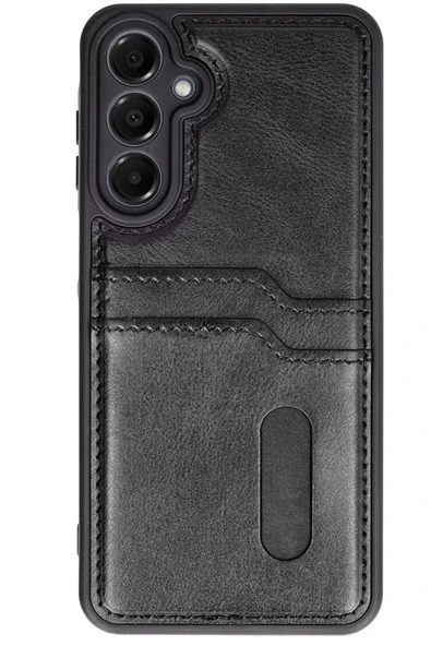 Newface Samsung Galaxy S24 FE Kılıf Sara Kartvizitli Deri Kılıf - Siyah ürün görseli 1