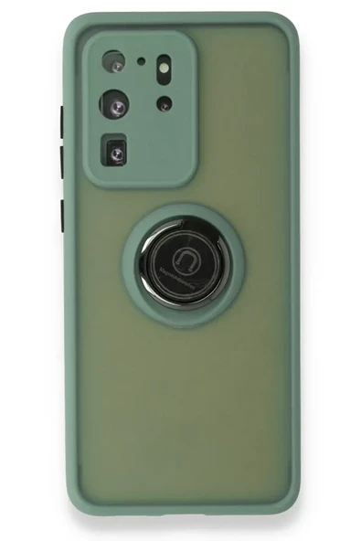 Newface Samsung Galaxy S20 Ultra Kılıf Montreal Yüzüklü Silikon Kapak - Yeşil ürün görseli 1
