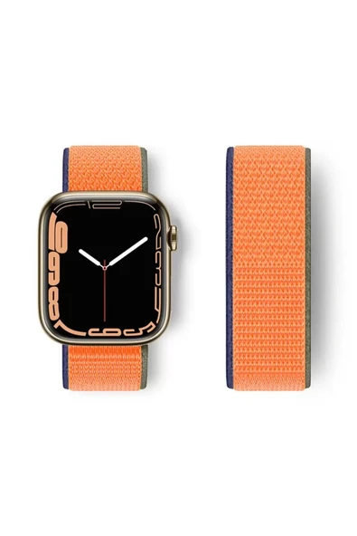 Newface Apple Watch 42mm Hasırlı Cırtcırtlı Kordon - Turuncu ürün görseli 1