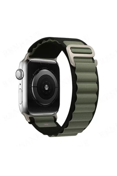 Newface Apple Watch 42mm Mountain Kordon - Siyah-Yeşil ürün görseli 1