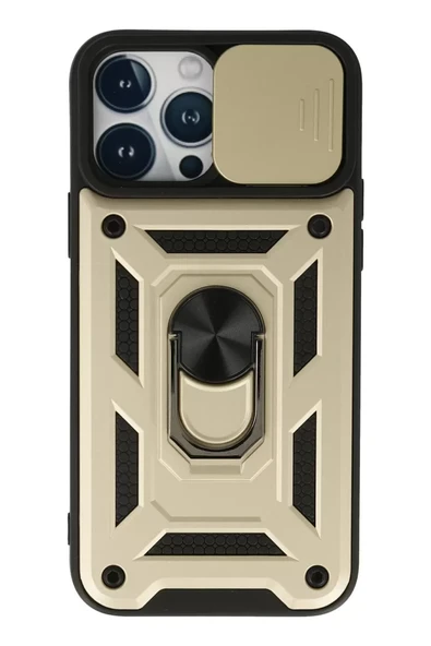 Newface Apple iPhone 13 Pro Kılıf Pars Lens Yüzüklü Silikon - Gold ürün görseli 1