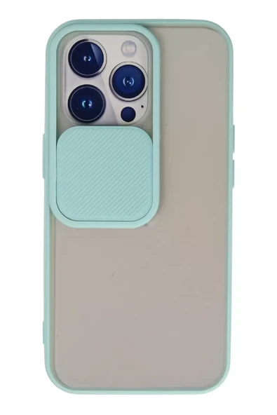 Newface Apple iPhone 13 Pro Kılıf Palm Buzlu Kamera Sürgülü Silikon - Turkuaz ürün görseli 1
