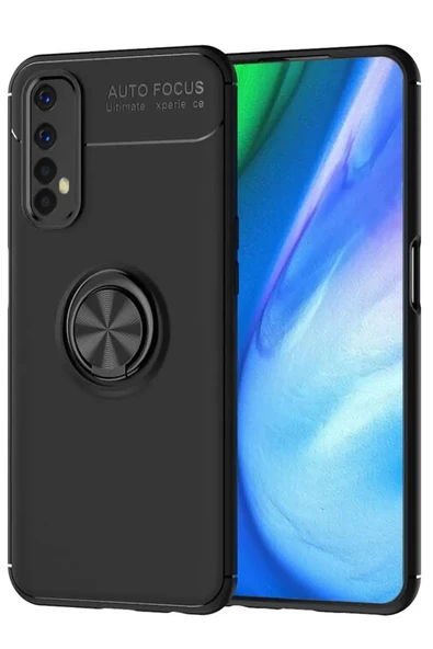 Newface Realme 7 Kılıf Range Yüzüklü Silikon - Siyah ürün görseli 1