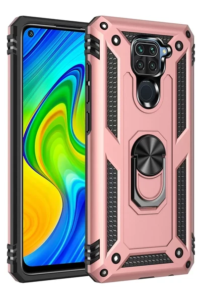Newface Xiaomi Redmi Note 9 Kılıf Sofya Yüzüklü Silikon Kapak - Rose ürün görseli 1