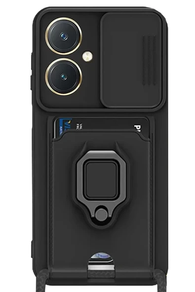 Newface Vivo Y27 Kılıf Zuma Kartvizitli Yüzüklü Silikon - Siyah ürün görseli 1