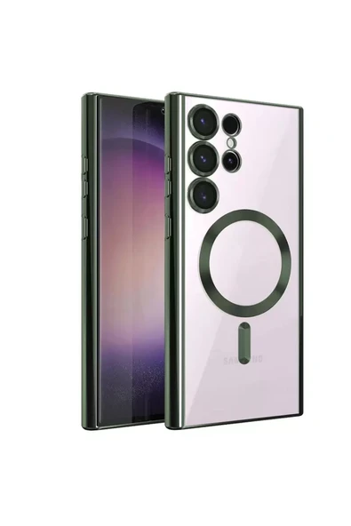 Newface Samsung Galaxy S24 Ultra Kılıf Kross Magneticsafe Kapak - Koyu Yeşil ürün görseli 1
