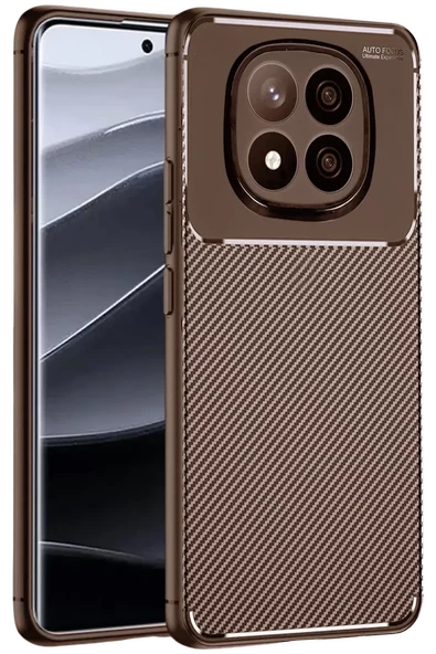 Newface Xiaomi Redmi Note 14 Pro Plus Kılıf Auto Focus Karbon Kapak - Kahverengi ürün görseli 1