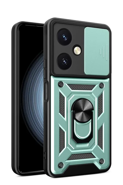 Newface Vivo Y27 Kılıf Pars Lens Yüzüklü Silikon - Yeşil ürün görseli 1
