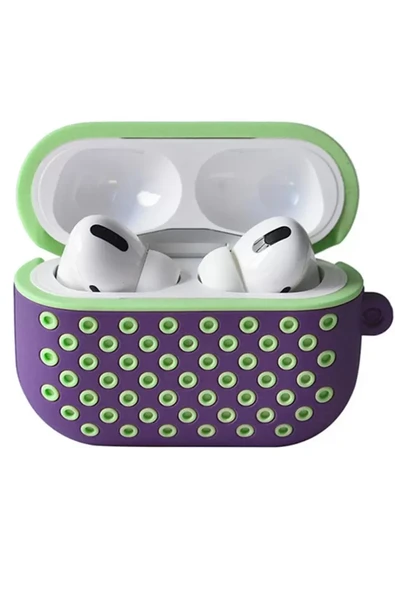 Newface Apple Airpods Pro 2 (2.nesil) Spor Delikli Kılıf - Lila-Yeşil ürün görseli 1