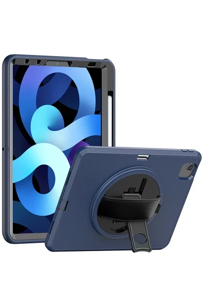 Newface Apple iPad 2022 10.9 (10.nesil) Kılıf Hand Strap Tablet Kılıfı - Lacivert ürün görseli 1
