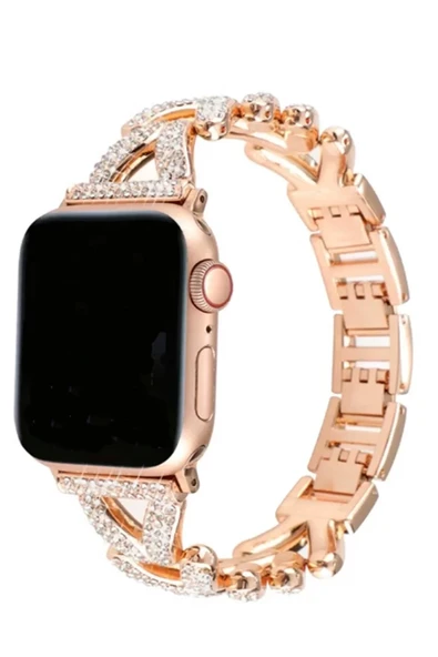 Newface Apple Watch 38mm Node Taşlı Kordon - Siyah - Resim 3