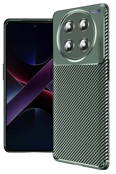 Newface Honor Magic 7 Lite Kılıf Auto Focus Karbon Kapak - Koyu Yeşil ürün görseli 1