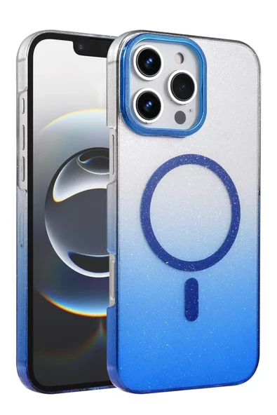 Newface Apple iPhone 16 Pro Max Glossy Magsafe Kapak - Mavi ürün görseli 1