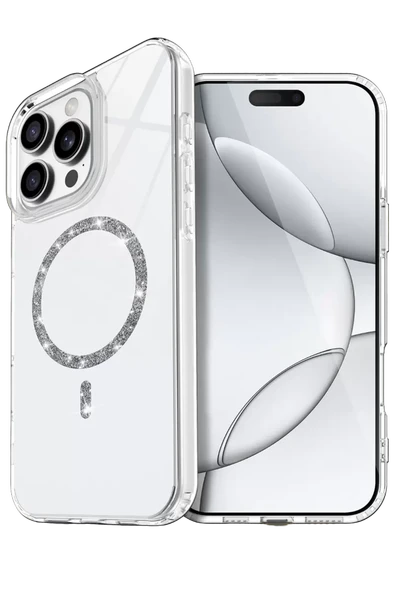 Newface Apple iPhone 15 Pro Max Live Diamond Magsafe Kapak - Şeffaf ürün görseli 1