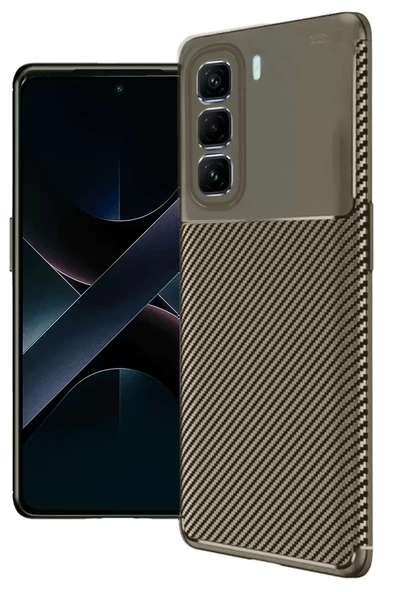 Newface İnfinix Hot 50 Pro Plus 4G Auto Focus Karbon Kapak - Kahverengi ürün görseli 1