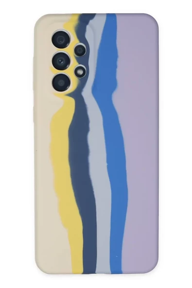 Newface Samsung Galaxy A53 5G Kılıf Ebruli Lansman Silikon - Sarı-Lila ürün görseli 1