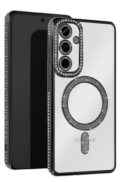 Newface Samsung Galaxy S25 Kılıf Joke Simli Magneticsafe Kılıf - Siyah ürün görseli 1