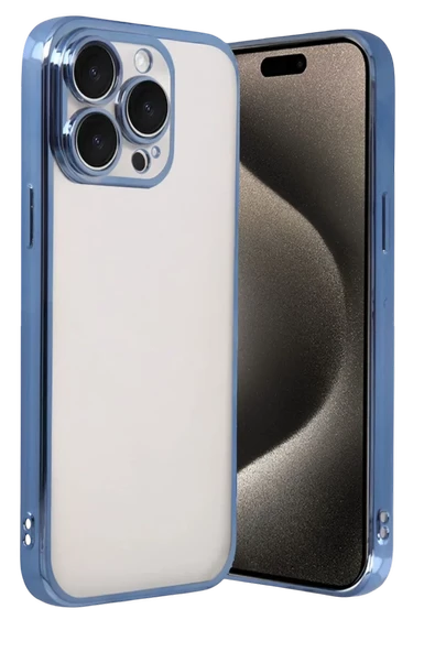 Newface Apple iPhone 15 Pro Max Razer Lensli Silikon - Açık Mavi ürün görseli 1
