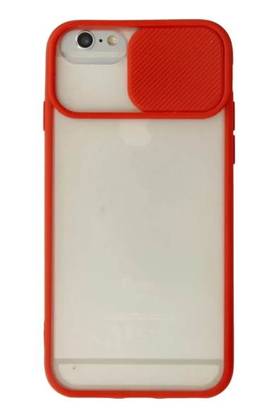 Newface Apple iPhone 6 Kılıf Palm Buzlu Kamera Sürgülü Silikon - Kırmızı ürün görseli 1