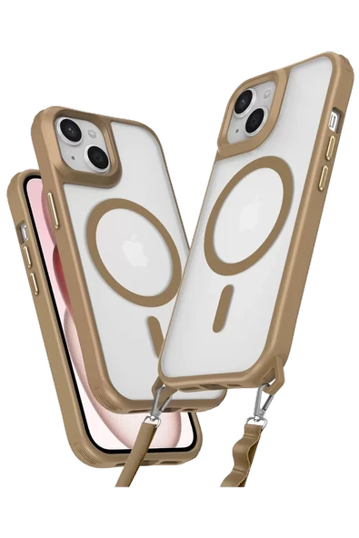 Newface Apple iPhone 15 Kılıf Enka Magsafe Silikon Kılıf - Desert ürün görseli 1