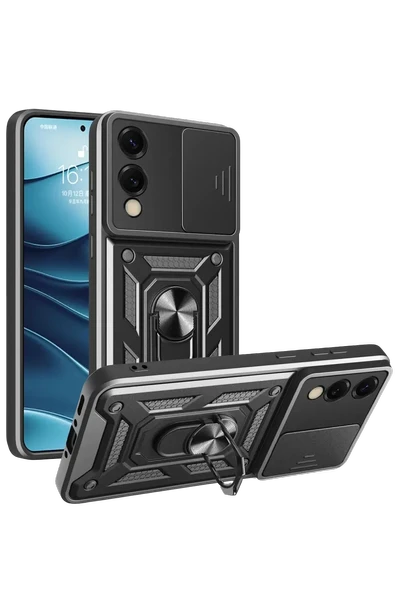 Newface Samsung Galaxy S25 Edge Pars Lens Yüzüklü Silikon - Siyah ürün görseli 1