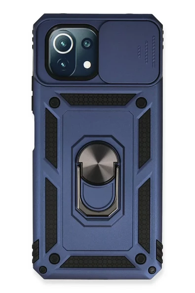 Newface Xiaomi Mİ 11 Lite Kılıf Pars Lens Yüzüklü Silikon - Lacivert ürün görseli 1