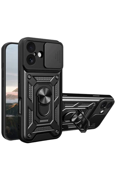 Newface Apple iPhone 17 Pars Lens Yüzüklü Silikon - Siyah ürün görseli 1