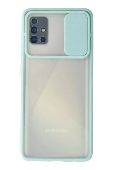 Newface Samsung Galaxy A71 Kılıf Palm Buzlu Kamera Sürgülü Silikon - Turkuaz ürün görseli 1