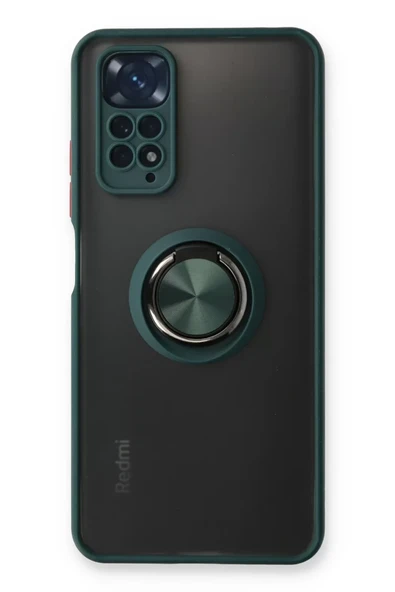 Newface Xiaomi Redmi Note 11 Kılıf Montreal Yüzüklü Silikon Kapak - Yeşil ürün görseli 1