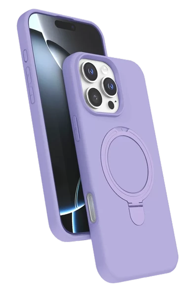 Newface Apple iPhone 16 Pro Regal Magsafe Standlı Kapak - Lila ürün görseli 1