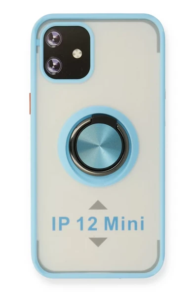 Newface Apple iPhone 12 Mini Kılıf Montreal Yüzüklü Silikon Kapak - Buz Mavi ürün görseli 1