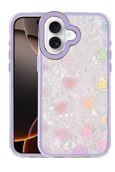 Newface Apple iPhone 16 Lumi Desenli Kapak - Mor ürün görseli 1