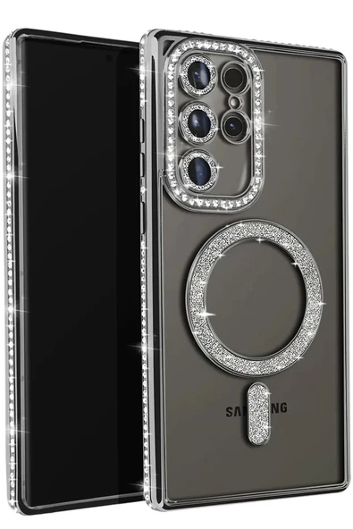 Newface Samsung Galaxy S25 Ultra Kılıf Joke Simli Magneticsafe Kılıf - Siyah ürün görseli 1