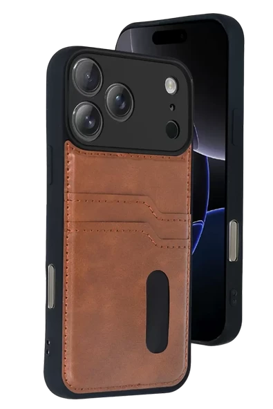 Newface Apple iPhone 17 Pro Sara Kartvizitli Deri Kılıf - Taba ürün görseli 1