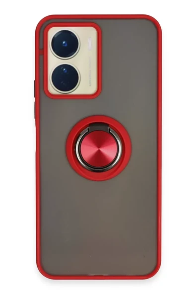 Newface Vivo Y16 Kılıf Montreal Yüzüklü Silikon Kapak - Kırmızı ürün görseli 1