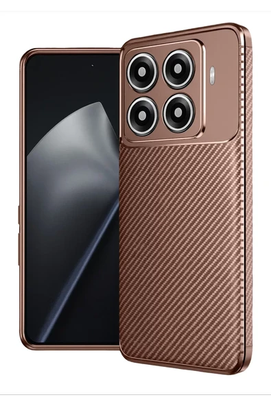 Newface Xiaomi Mi 15T Pro Auto Focus Karbon Kapak - Kahverengi ürün görseli 1