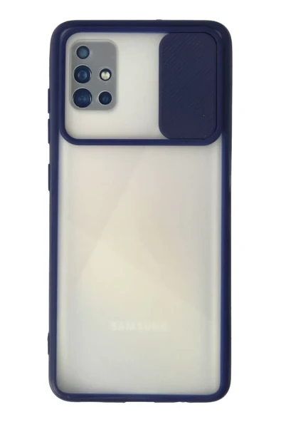 Newface Samsung Galaxy A71 Kılıf Palm Buzlu Kamera Sürgülü Silikon - Lacivert ürün görseli 1