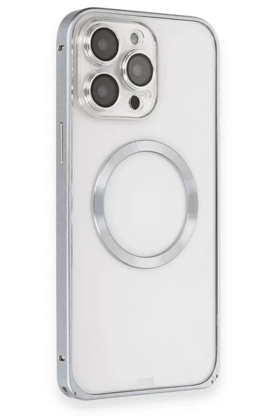 Joko Apple iPhone 15 Pro Max Kılıf Metal Bumper Magneticsafe Kapak - Gri ürün görseli 1